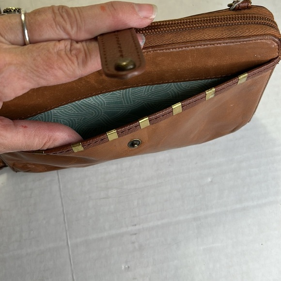 THE SAC BROWN LEATHER WALLET WITH GILD ACCENTS CLUTCH - Picture 3 of 16